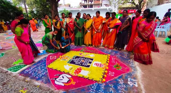 Biggest Rangoli Display-Karimnagar 