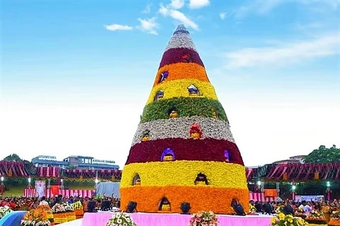 Largest Bathukamma Floral Art Display-Hyderabad 